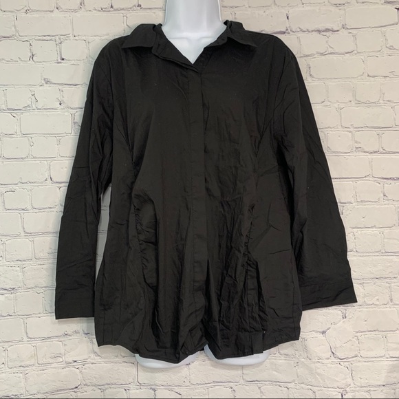 NWT Covington Black Button Up Blouse XL - Picture 1 of 4